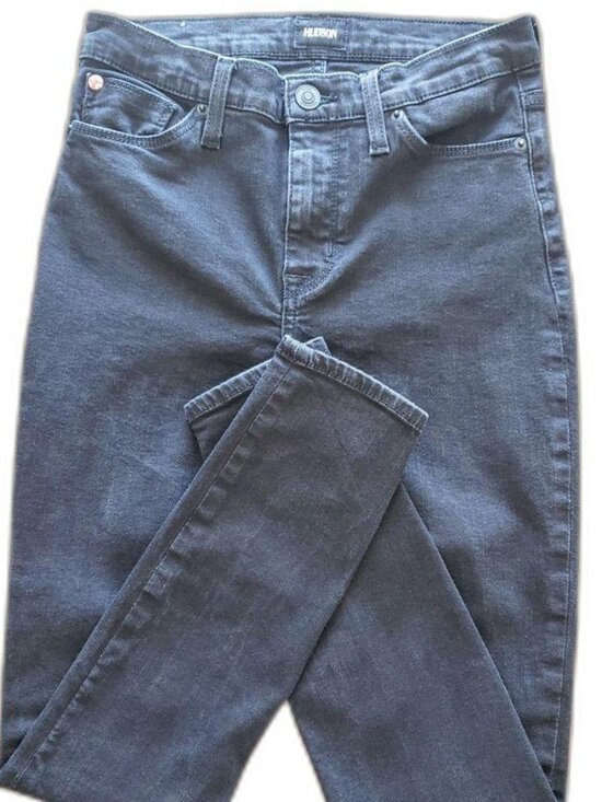 Hudson Jeans Denim - Hudson Size 27 Natalie Mid Rise Super Skinny Jean Denim Black Cotton Fall Winter